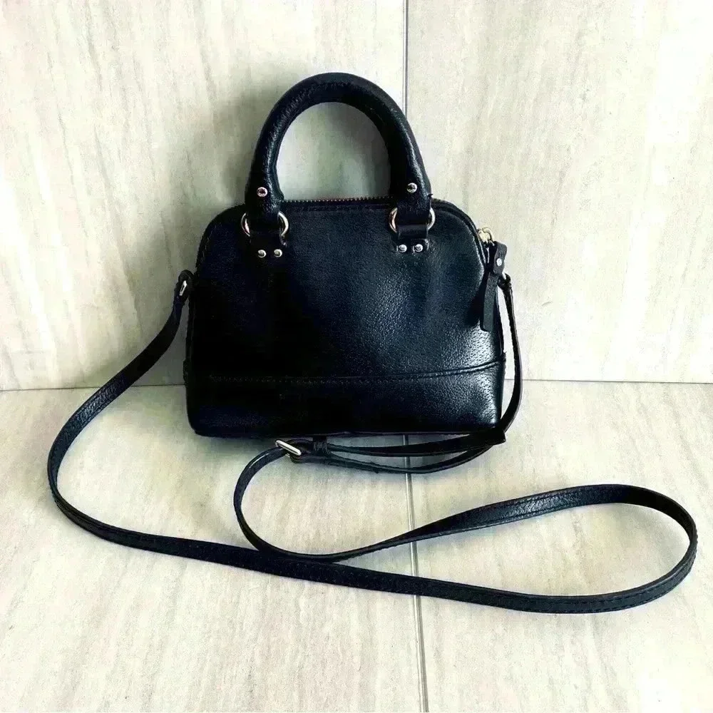 KATE SPADE Wellesley Mini Rachelle Satchel Crossbody Bag Black Pebbled Leather
